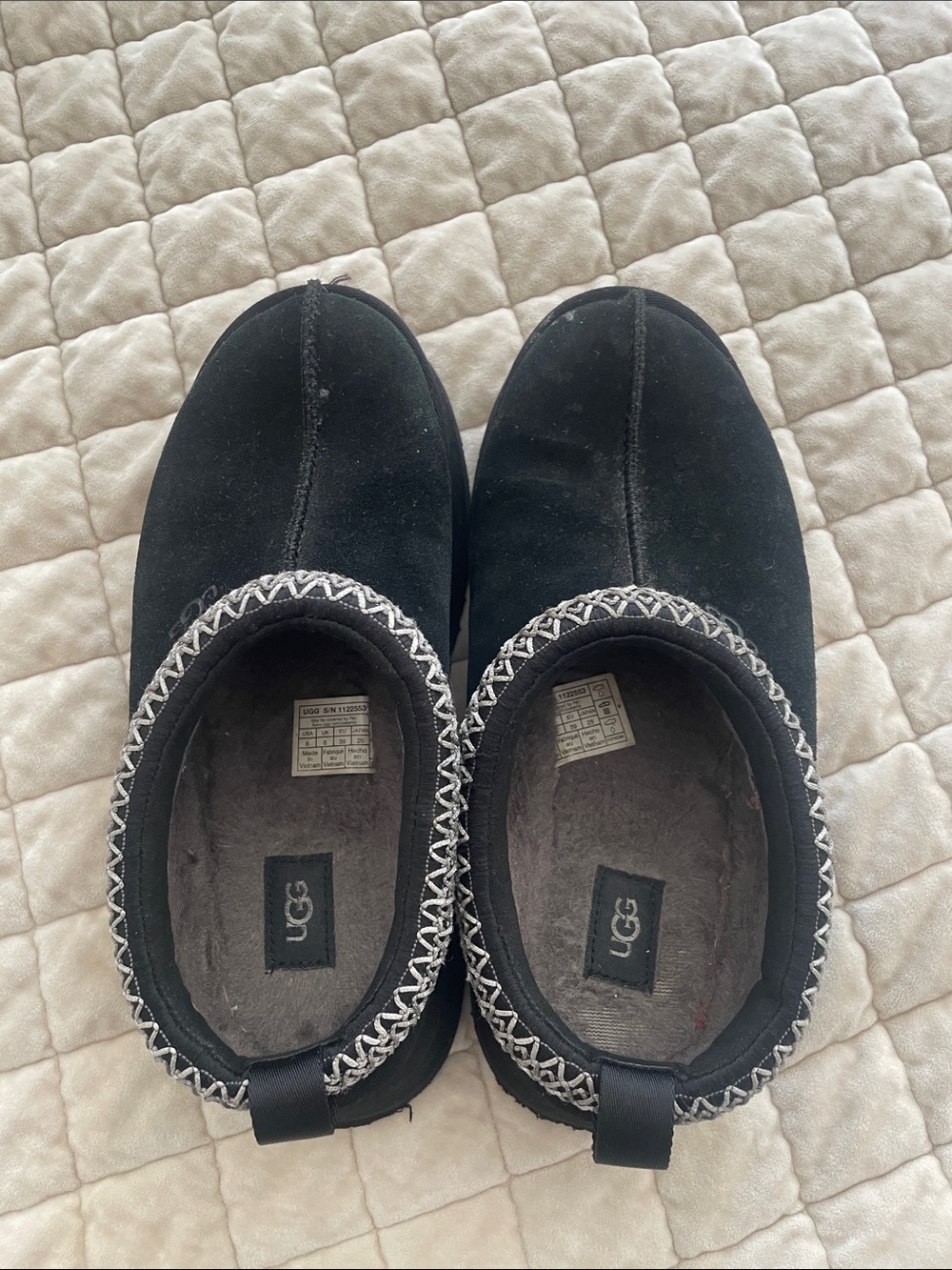UGG Black Suede Slip-On Moccasin Slippers